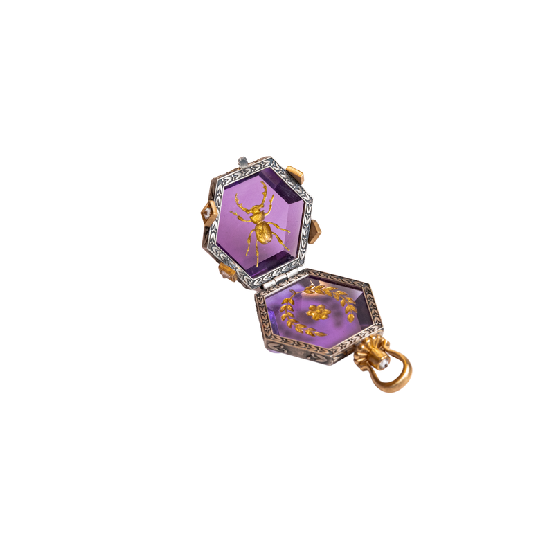 GRAND TOUR Amethyst Scarab Locket