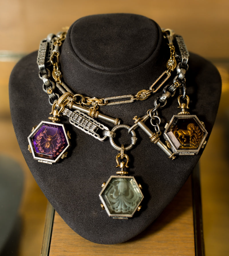 GRAND TOUR Smoky Topaz Horse and Laurel Locket