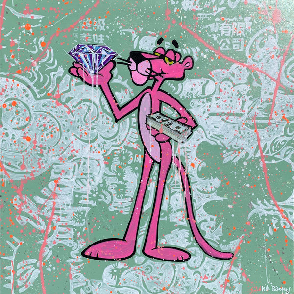 NIK BAEYENS "PINK PANTHER WITH CHINESE BACKGROUND"