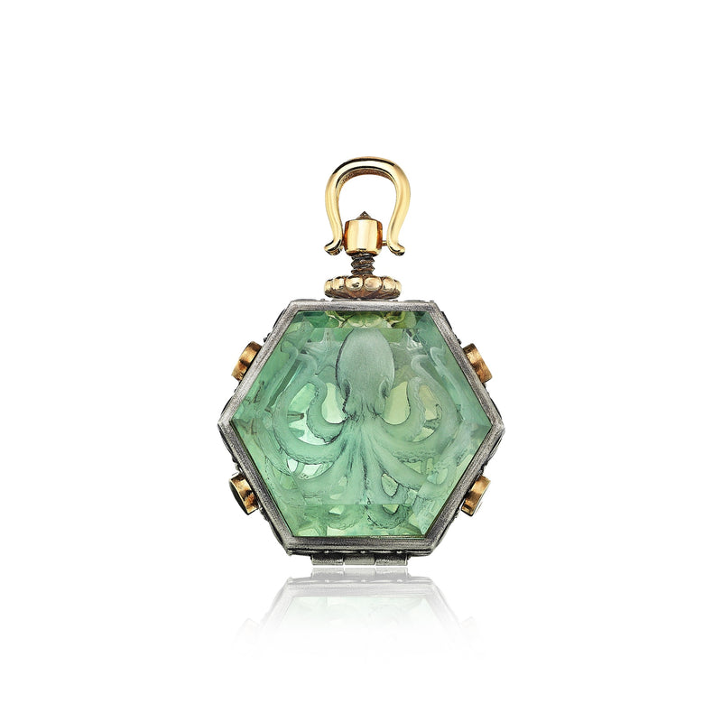 Grand Tour Octopus And Starfish Prasiolite Locket