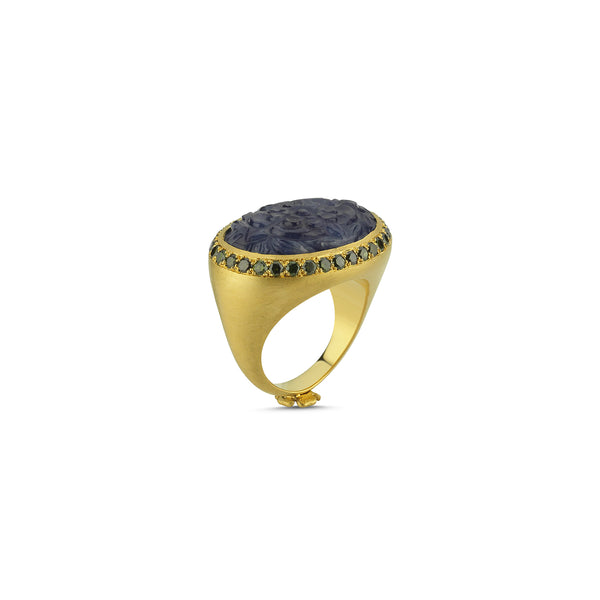 FLORIANA CARVED SAPPHIRE SIGNET RINGRingsStella Flame Gallery