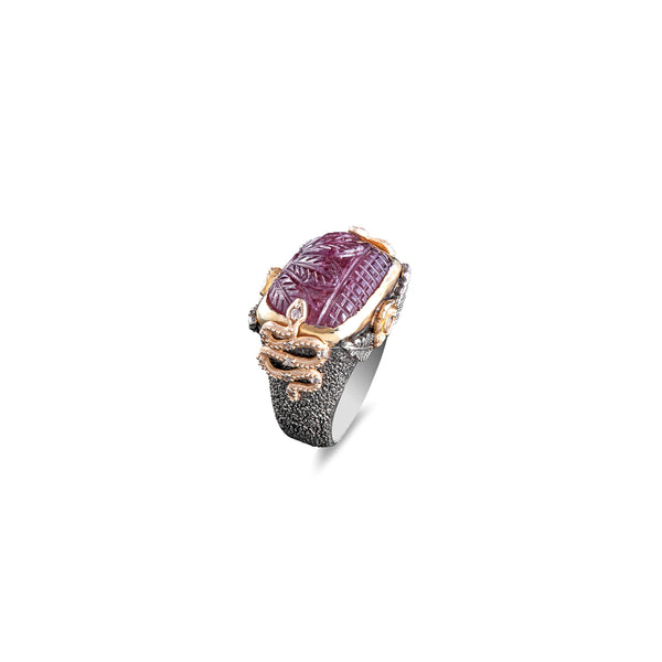 FIRENZE CARVED ROSE TOURMALINE STATEMENT RINGJewelryStella Flame Gallery