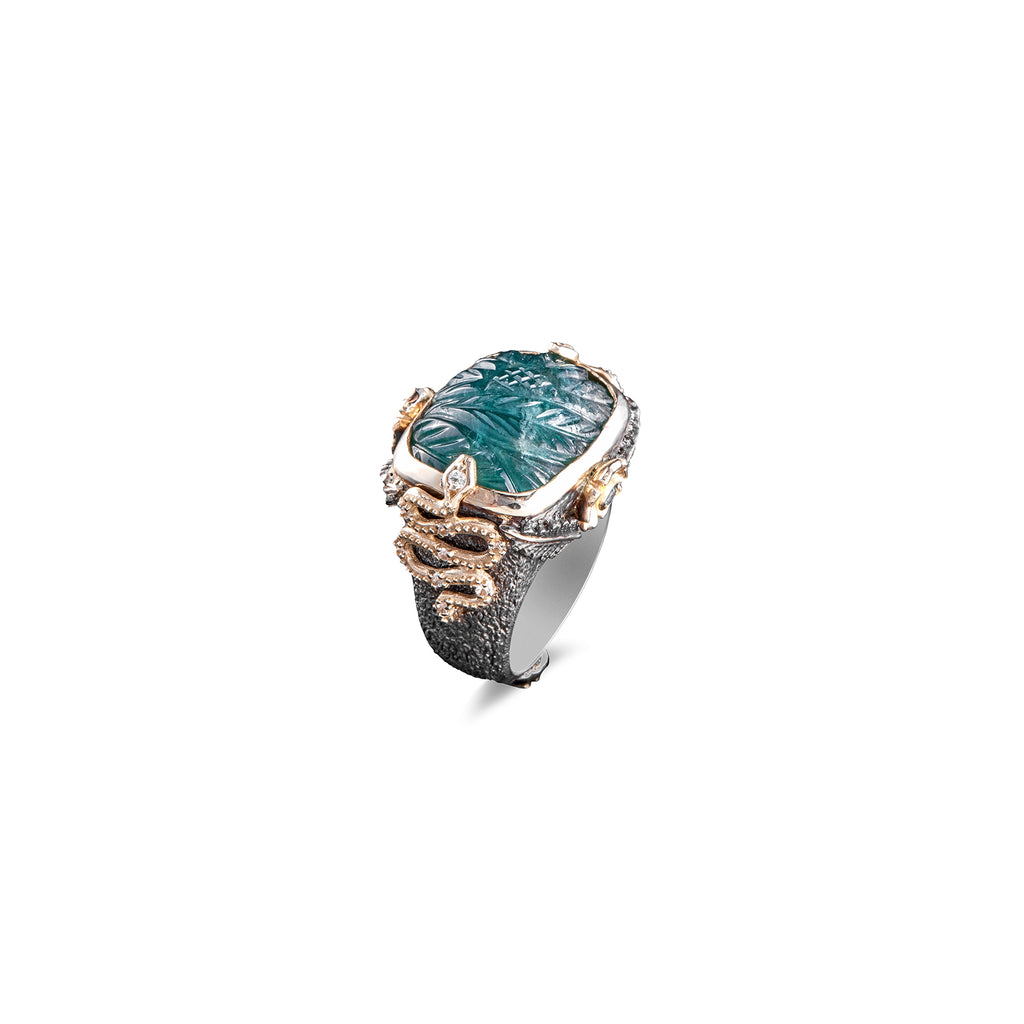 FIRENZE CARVED EMERALD STATEMENT RING