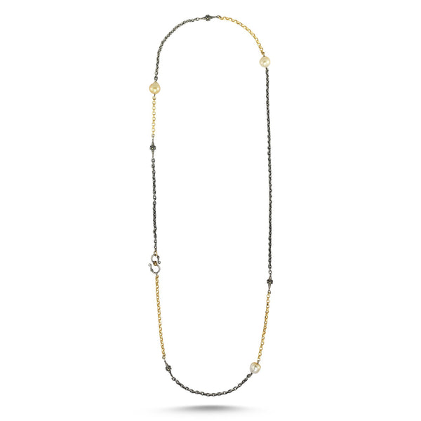 MAXIMA GOLD AND WHITE BICOLOR SOUTH SEA PEARL CHAIN ONE-OF-A-KINDJewelryStella Flame Gallery