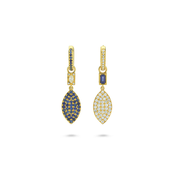 VERONICA BLUE SAPPHIRE AND DIAMOND MISMATCHED BLADE EARRINGSEarringsStella Flame Gallery